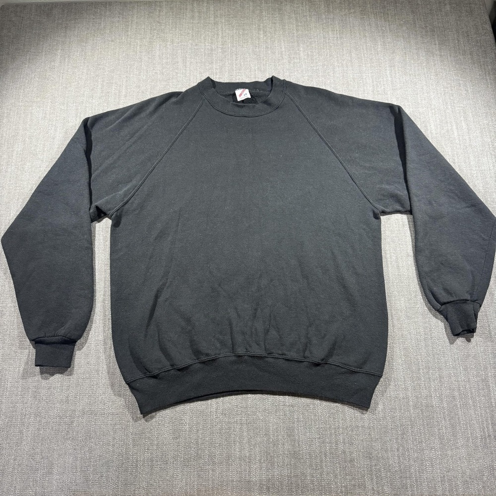 Vintage Jerzees Sweatshirt Mens 2XL Black Fleece Crewneck Made USA 90s